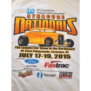 Syracuse Nationals Car Show 2015 White Cotton Men's T Shirt Sz 3XL